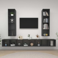 vidaXL Muebles de salón de pared 4 piezas madera de ingeniería gris