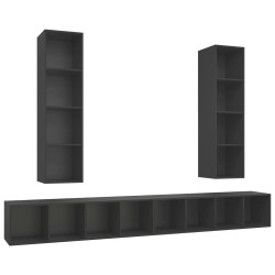 vidaXL Muebles de salón de pared 4 piezas madera de ingeniería gris