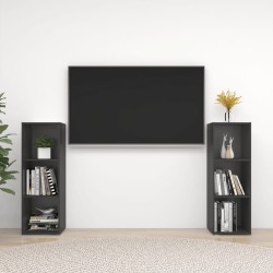 vidaXL Muebles de salón 2 piezas madera ingeniería gris 107x35x37 cm