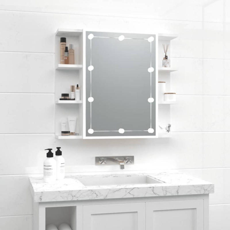 vidaXL Mueble con espejo y luces LED blanco 70x16,5x60 cm vidaXL Mueble con espejo y luces LED blanco 70x16,5x60 cm