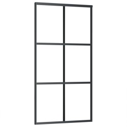 vidaXL Puerta corredera ESG vidrio y aluminio negra 102x205 cm