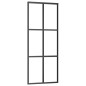 vidaXL Puerta corredera ESG vidrio y aluminio negra 76x205 cm vidaXL Puerta corredera ESG vidrio y aluminio negra 76x205 cm