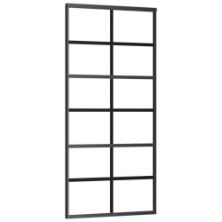 vidaXL Puerta corredera ESG vidrio y aluminio negra 90x205 cm