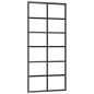 vidaXL Puerta corredera ESG vidrio y aluminio negra 90x205 cm vidaXL Puerta corredera ESG vidrio y aluminio negra 90x205 cm