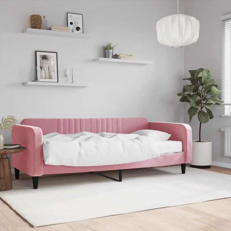 vidaXL Sofá cama con colchón terciopelo rosa 90x200 cm