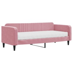 vidaXL Sofá cama con colchón terciopelo rosa 90x200 cm