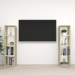 vidaXL Muebles de salón 2 pzas madera ingeniería blanco y roble Sonoma