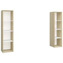 vidaXL Muebles de salón 2 pzas madera ingeniería blanco y roble Sonoma