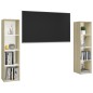 vidaXL Muebles de salón 2 pzas madera ingeniería blanco y roble Sonoma