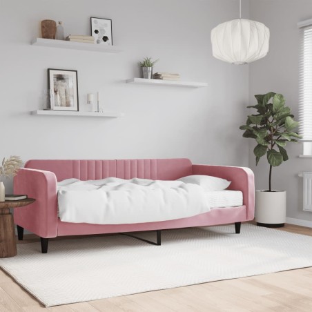 vidaXL Sofá cama con colchón terciopelo rosa 100x200 cm