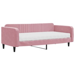 vidaXL Sofá cama con colchón terciopelo rosa 100x200 cm