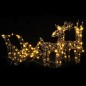vidaXL Reno y trineo de Navidad 160 LED ratán blanco cálido vidaXL Reno y trineo de Navidad 160 LED ratán blanco cálido