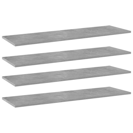 vidaXL Estante para estantería 4 uds madera gris hormigón 100x30x1,5cm