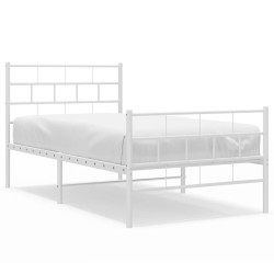 vidaXL Estructura cama metal cabecero y pie de cama blanca 100x190 cm