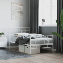 vidaXL Estructura cama metal con cabecero y pie cama blanca 107x203 cm