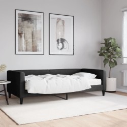 vidaXL Sofá cama con colchón tela negro 90x200 cm