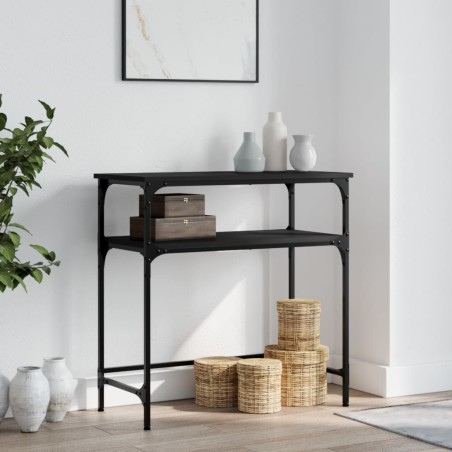 vidaXL Mesa consola madera de ingeniería negra 75x35,5x75 cm