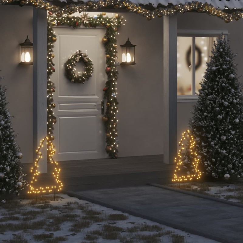 vidaXL Árbol de Navidad luces decorativas con estacas 80 LED 60 cm vidaXL Árbol de Navidad luces decorativas con estacas 80 LED 60 cm