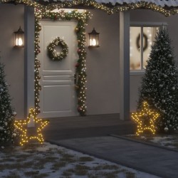 vidaXL Estrella de luz decorativa Navidad con estacas 80 LED 60 cm