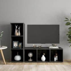 vidaXL Muebles de salón 2 piezas madera ingeniería gris brillo