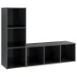 vidaXL Muebles de salón 2 piezas madera ingeniería gris brillo vidaXL Muebles de salón 2 piezas madera ingeniería gris brillo
