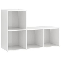 vidaXL Muebles de salón 2 piezas madera de ingeniería blanco brillo