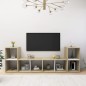 vidaXL Muebles de salón 4 pzas madera ingeniería blanco y roble Sonoma