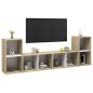 vidaXL Muebles de salón 4 pzas madera ingeniería blanco y roble Sonoma