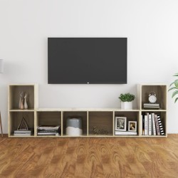 vidaXL Muebles de salón 3 piezas madera de ingeniería roble Sonoma