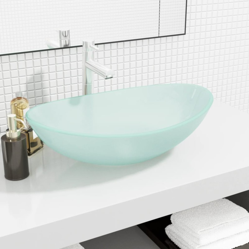 vidaXL Lavabo de vidrio templado esmerilado 54,5x35x15,5 cm vidaXL Lavabo de vidrio templado esmerilado 54,5x35x15,5 cm