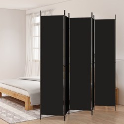 vidaXL Biombo divisor de 5 paneles de tela negro 250x220 cm