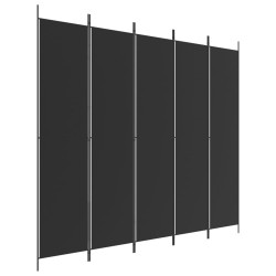 vidaXL Biombo divisor de 5 paneles de tela negro 250x220 cm