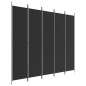 vidaXL Biombo divisor de 5 paneles de tela negro 250x220 cm vidaXL Biombo divisor de 5 paneles de tela negro 250x220 cm