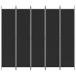 vidaXL Biombo divisor de 5 paneles de tela negro 250x220 cm vidaXL Biombo divisor de 5 paneles de tela negro 250x220 cm