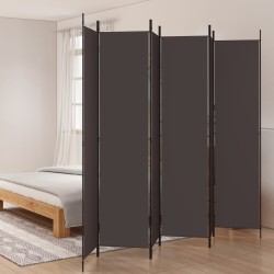 vidaXL Biombo divisor de 6 paneles de tela marrón 300x220 cm
