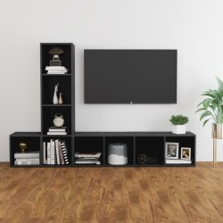 vidaXL Muebles de salón 3 piezas madera de ingeniería gris brillo