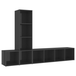 vidaXL Muebles de salón 3 piezas madera de ingeniería gris brillo