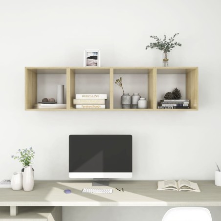 vidaXL Armario pared 4 ud madera contrachapada blanco roble 37x37x37cm