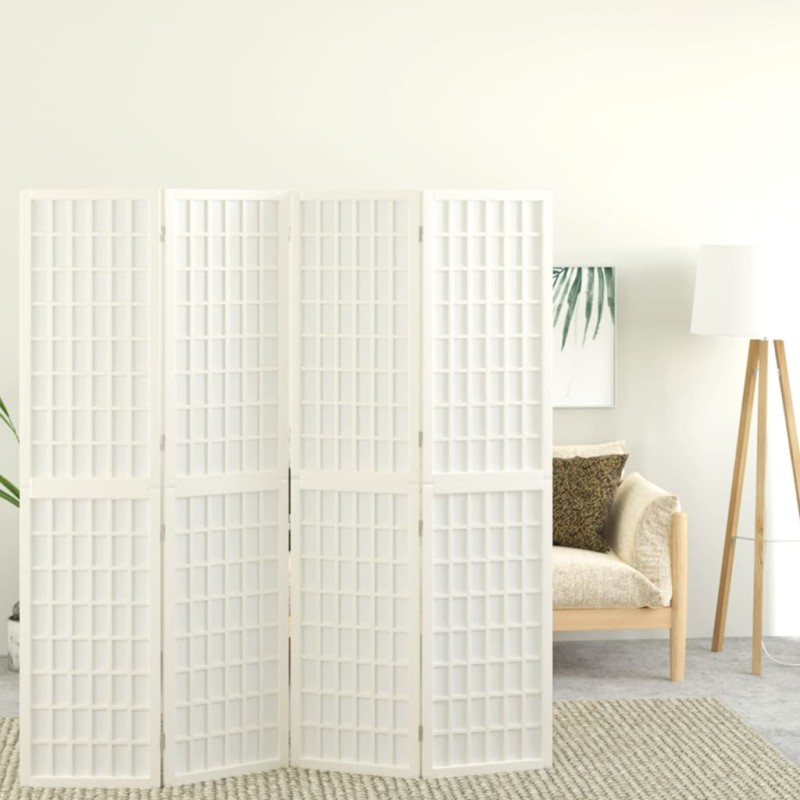 vidaXL Biombo plegable con 4 paneles estilo japonés blanco 160x170 cm vidaXL Biombo plegable con 4 paneles estilo japonés blanco 160x170 cm