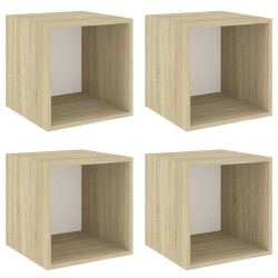 vidaXL Armario pared 4 ud madera contrachapada blanco roble 37x37x37cm