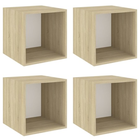 vidaXL Armario pared 4 ud madera contrachapada blanco roble 37x37x37cm