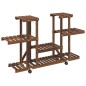 vidaXL Soporte para flores con ruedas madera maciza abeto 110x25x78 cm vidaXL Soporte para flores con ruedas madera maciza abeto 110x25x78 cm