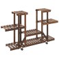 vidaXL Soporte para flores con ruedas madera maciza abeto 110x25x78 cm vidaXL Soporte para flores con ruedas madera maciza abeto 110x25x78 cm