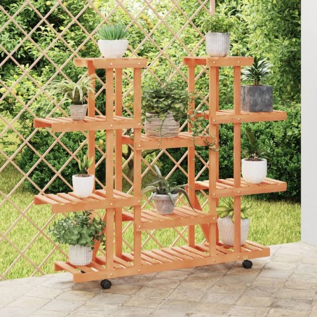 vidaXL Soporte de flores con ruedas madera maciza abeto 110x25x115 cm