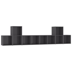 vidaXL Muebles de salón 5 piezas madera de ingeniería gris brillo