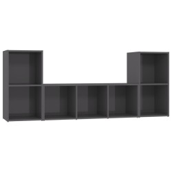 vidaXL Muebles de salón 3 piezas madera de ingeniería gris brillo
