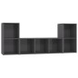vidaXL Muebles de salón 3 piezas madera de ingeniería gris brillo