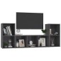 vidaXL Muebles de salón 3 piezas madera de ingeniería gris brillo