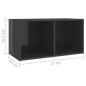 vidaXL Muebles de salón 3 piezas madera de ingeniería gris brillo