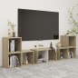 vidaXL Muebles de salón 6 pzas madera ingeniería blanco y roble Sonoma vidaXL Muebles de salón 6 pzas madera ingeniería blanco y roble Sonoma